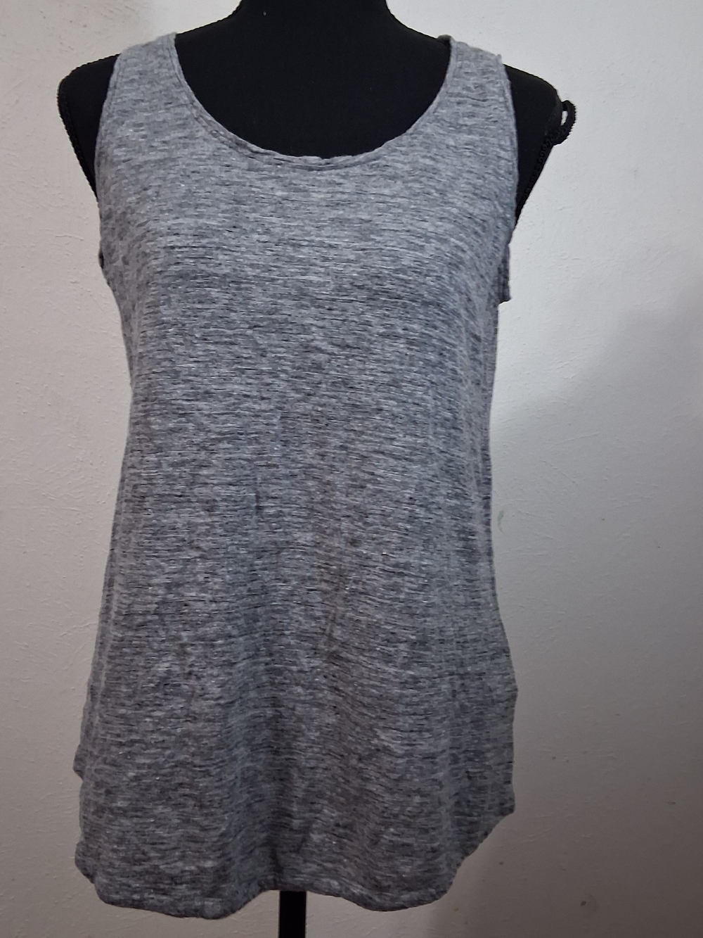 Eileen Fisher 100% Organic Linen Heather Gray Scoop Neck Tank